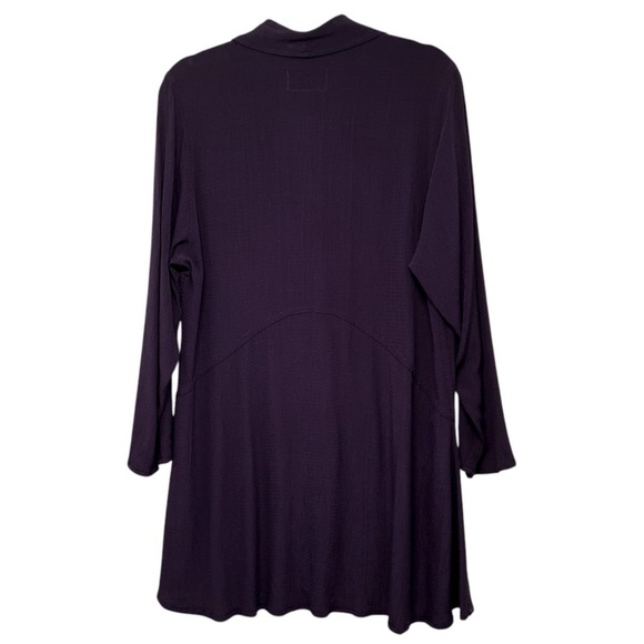 Flax Purple Crepe Button Front Tunic Top Pockets Lagenlook Artisan Blouse Small - Picture 6 of 13